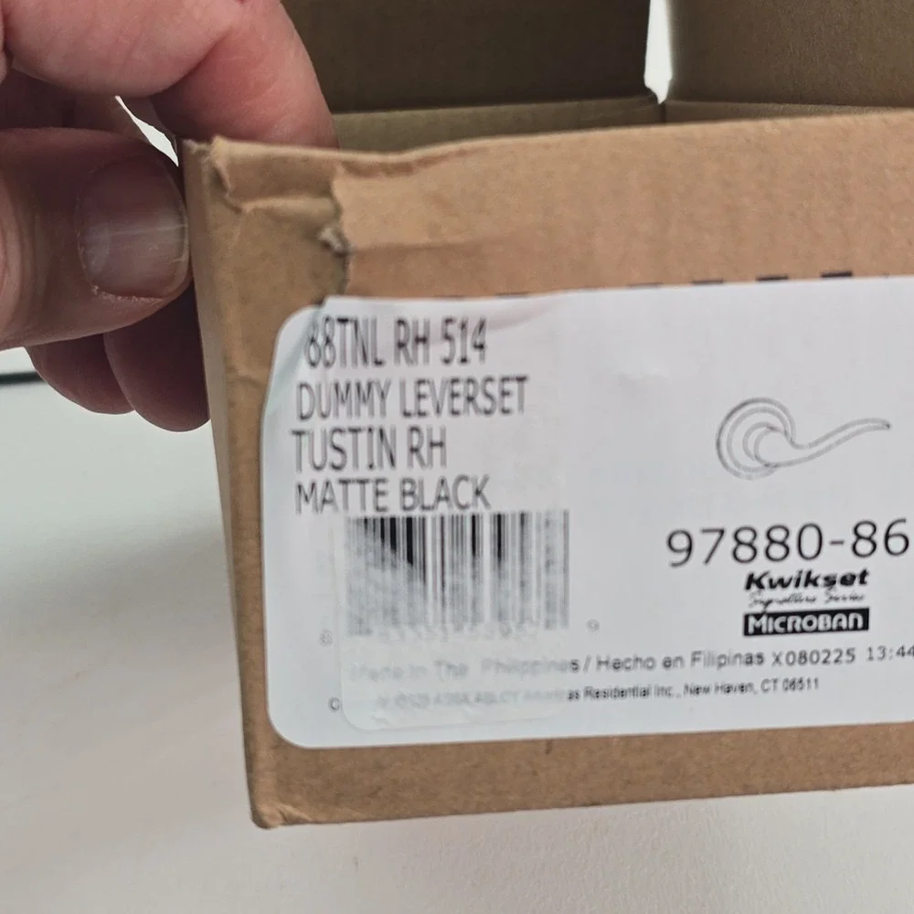 Kwikset Dummy Leverset Tustin RH Matte Black (788TNL-RH-514)